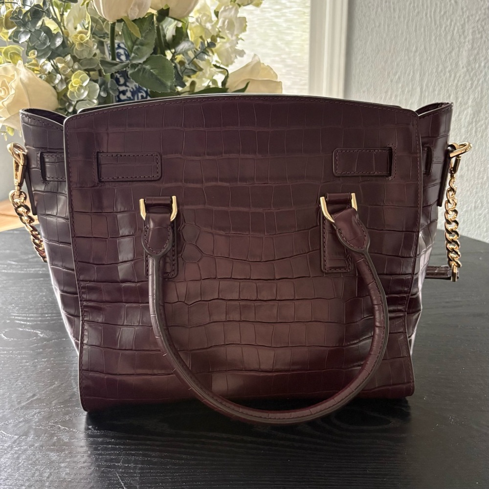 Michael Kors Merlot Colored Croc-Embossed Hamilton - Picture 5 of 14